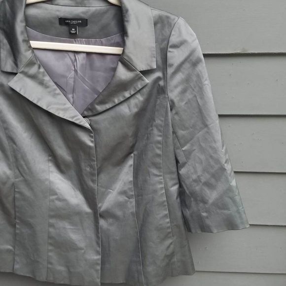 Ann Taylor Shiny Gray Jacket size 10 - Picture 6 of 11